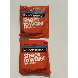 No nonsense Sheer to Waist Sheer Toe Pantyhose Lot Of 2 19 NUDE Sandalfoot B New